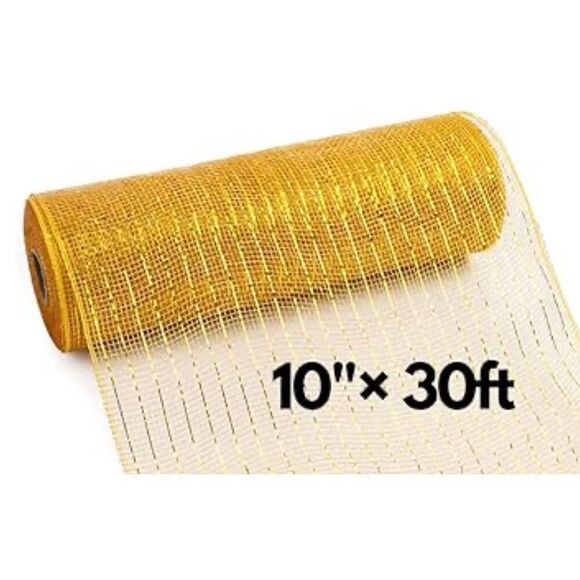 Poly Mesh Ribbon gold Deco Mesh for Wreaths 10" x 30ft‎ - Picture 1 of 3